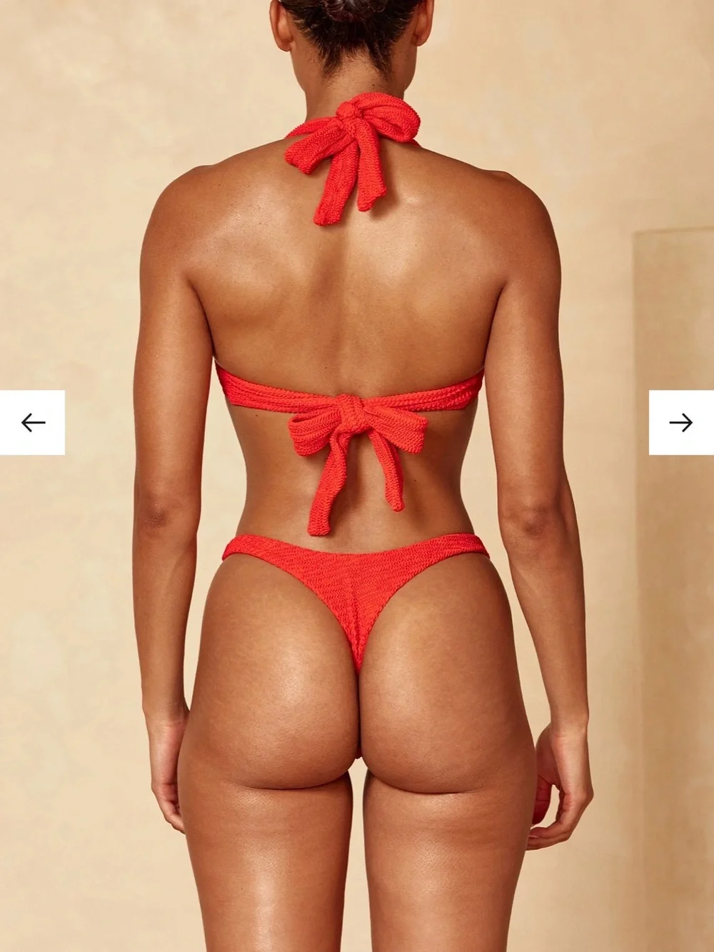 Monday Swimwear - Capri Top/Byron Thong (COLOR: SUMMER PEACH CRINKLE - size P)